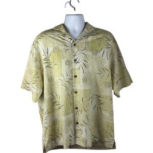 Joseph & Feiss Men's Palm Leaf Print 100% Silk Aloha Button Down‎ Shirt, XL